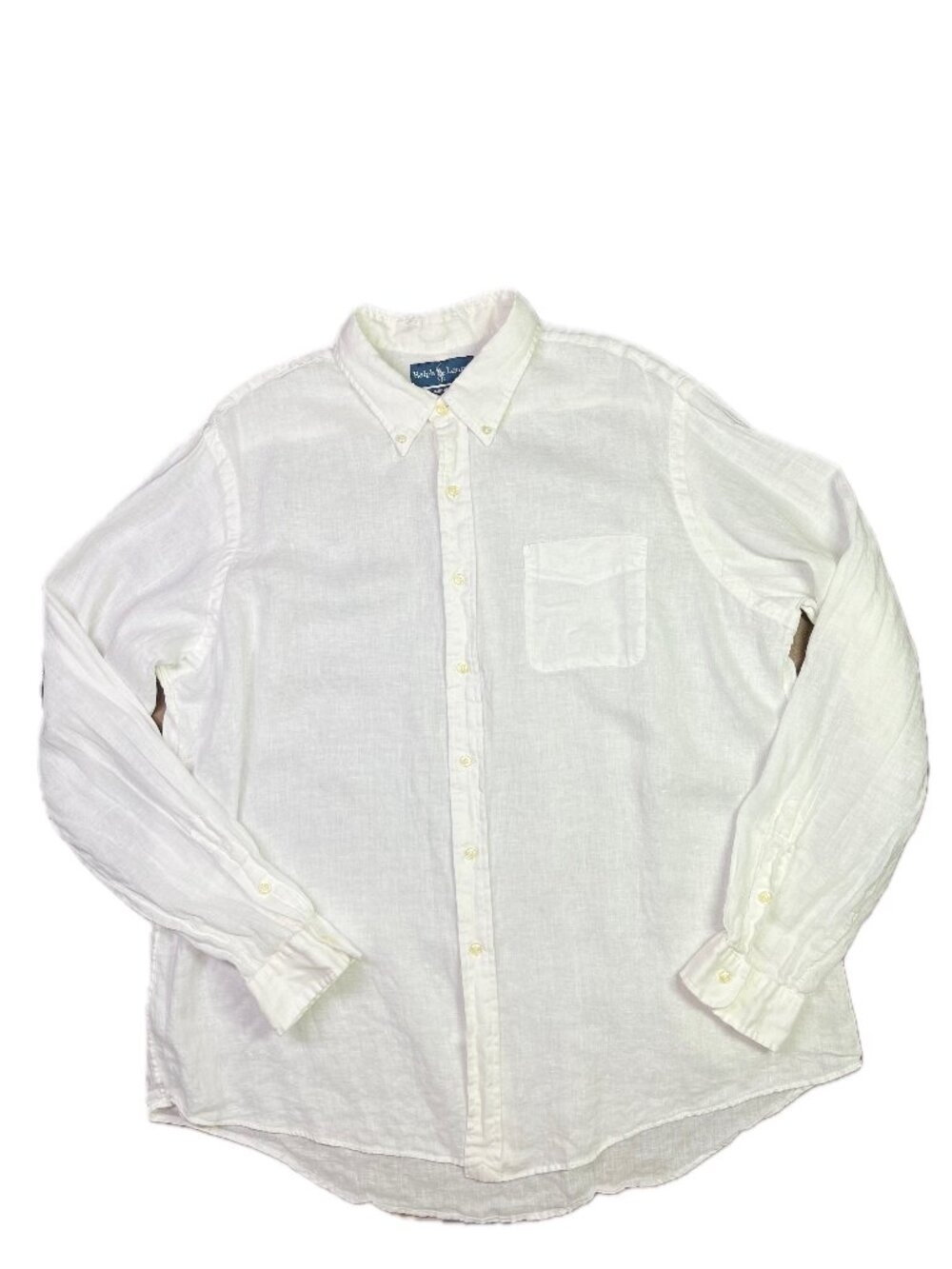 Ralph Lauren Men's XXL Custom Fit Linen Shirt Button-Down White Pocket